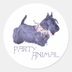 Scottish Terrier Party Animal Classic Round Sticker