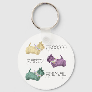 Scottish Terrier Party Animal Key Ring