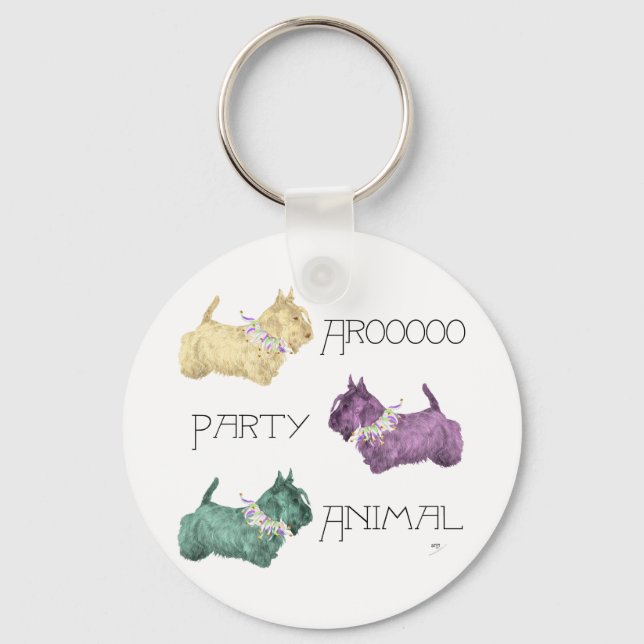 Scottish Terrier Party Animal Key Ring (Front)