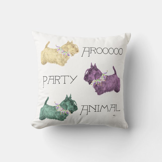Scottish Terrier Party Animals Cushion (Front)