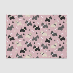 Scottish Terrier Paws and Bones Pink Tissue Paper
