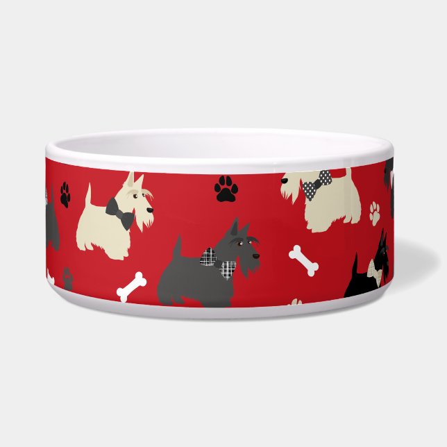 Scottish Terrier Paws and Bones Red (Front)
