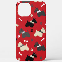 Scottish Terrier Paws and Bones Red