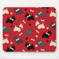 Scottish Terrier Paws and Bones Red