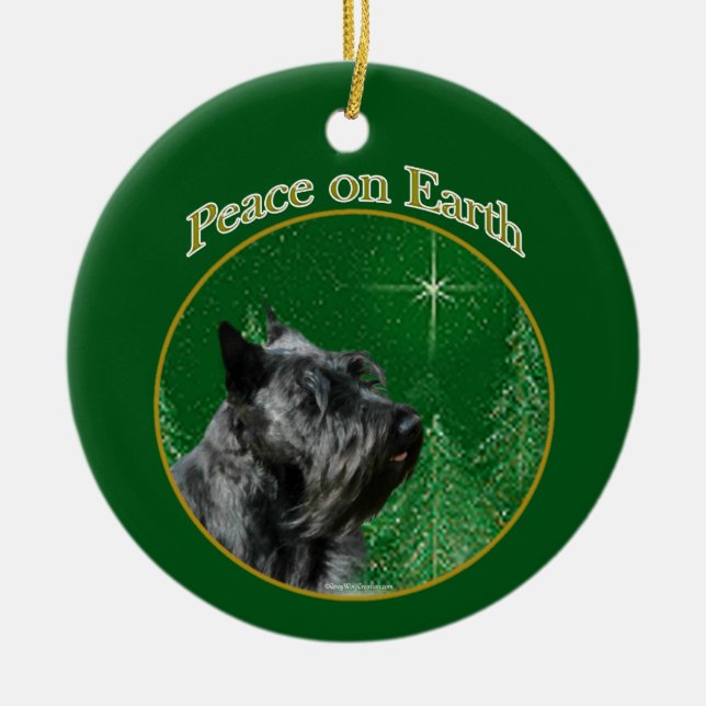 Scottish Terrier Peace Ceramic Tree Decoration (Front)