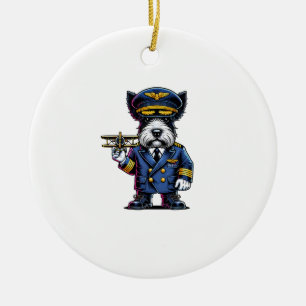 Scottish Terrier Pilot Ceramic Tree Decoration