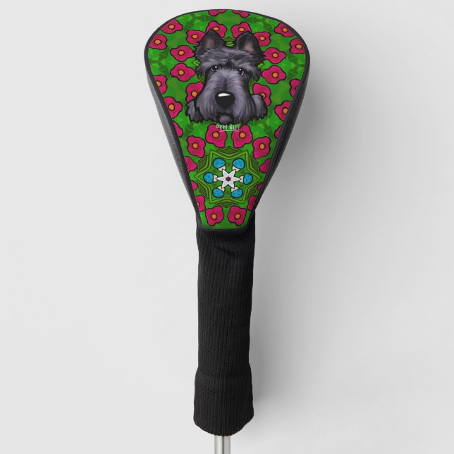 Scottish Terrier Poppies Golf Head Cover (Front)