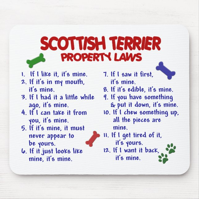 SCOTTISH TERRIER Property Laws 2 Mouse Mat (Front)