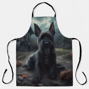 Scottish Terrier Pumpkins Halloween Scary Apron