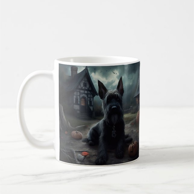Scottish Terrier Pumpkins Halloween Scary Coffee Mug (Left)