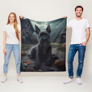 Scottish Terrier Pumpkins Halloween Scary Fleece Blanket
