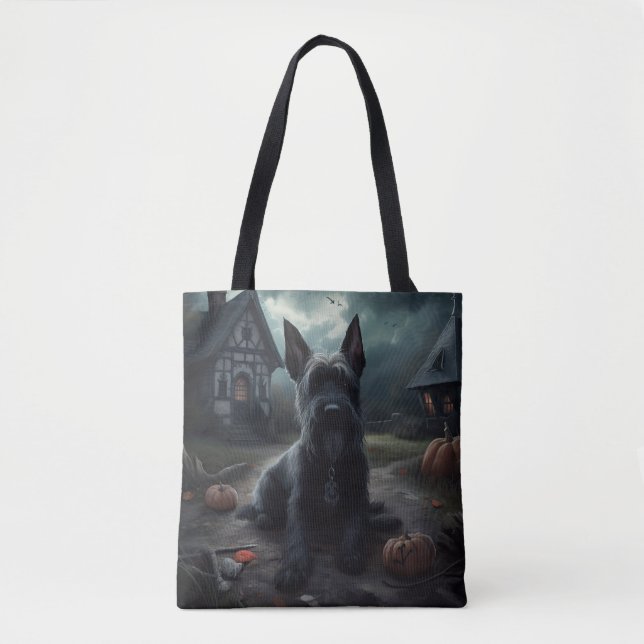 Scottish Terrier Pumpkins Halloween Scary Tote Bag (Front)