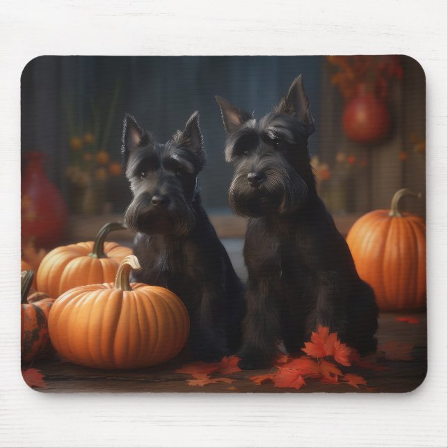 Scottish Terrier Puppy Autumn Delight Pumpkin Mouse Mat (Front)