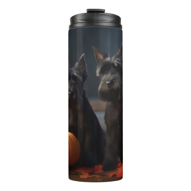 Scottish Terrier Puppy Autumn Delight Pumpkin Thermal Tumbler (Front)