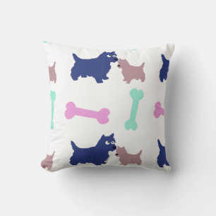 Scottish Terrier Puppy Bones Choose Colour Pillow