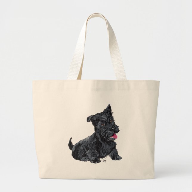 Scottish Terrier Puppy Large Tote Bag (Front)