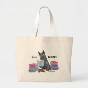 Scottish Terrier Reading Books Large Tote Bag