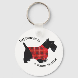 Scottish Terrier Red & Black Plaid Sweater Key Ring