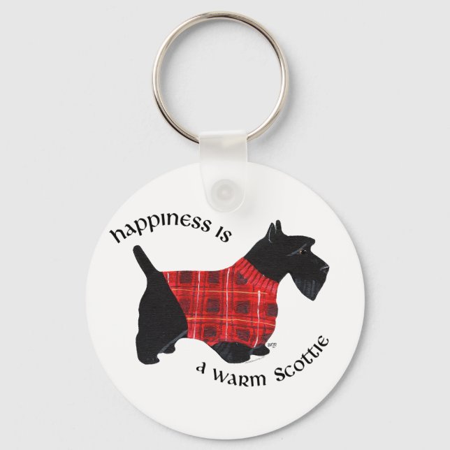 Scottish Terrier Red & Black Plaid Sweater Key Ring (Front)