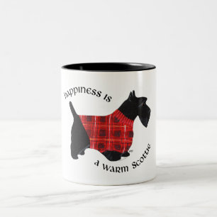 Scottish Terrier Red & Black Plaid Sweater Two-Tone Coffee Mug