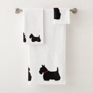 Scottish Terrier/red collar/white - pick own Bath Towel Set