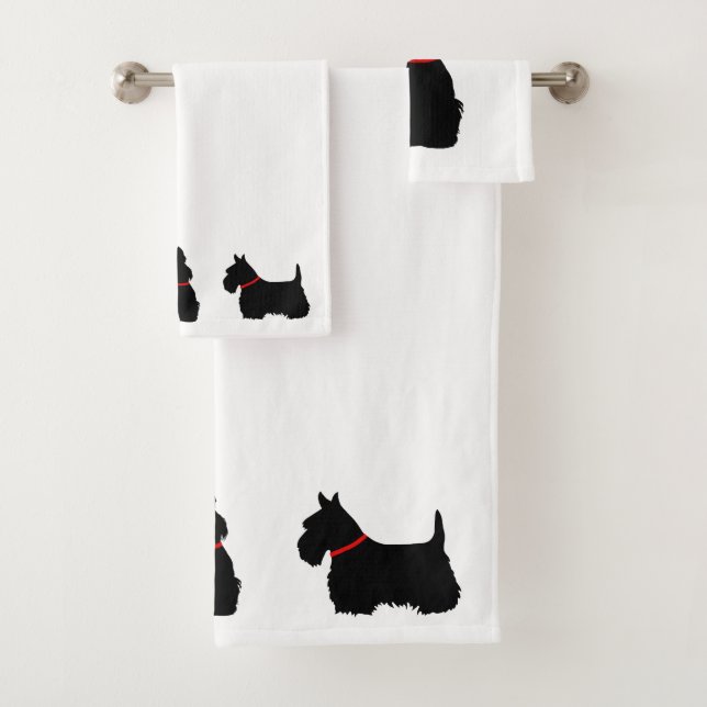 Scottish Terrier/red collar/white - pick own Bath Towel Set (Insitu)