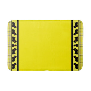 Scottish Terrier/red collar/yellow plaid, border Bath Mat