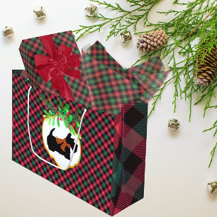 Scottish terrier red green plaid  large gift bag
