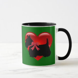 Scottish Terrier red heart/love Island green Mug