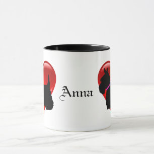 Scottish Terrier red heart/love Island green pink Mug