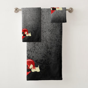 Scottish Terrier/red heart/red bow/granite silver Bath Towel Set