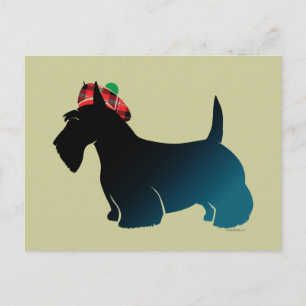 Scottish Terrier Red Plaid Hat Postcard