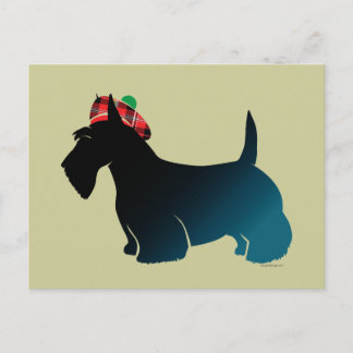 Scottish Terrier Red Plaid Hat Postcard
