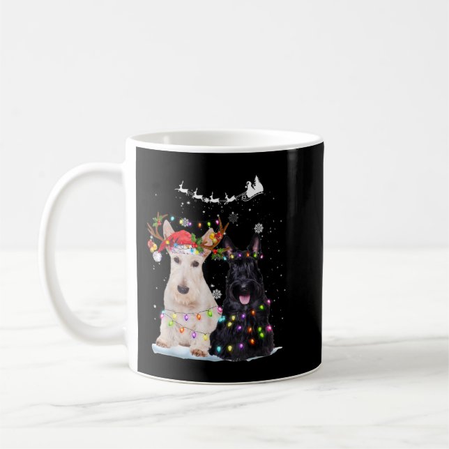 Scottish Terrier Reindeer Xmas Lights Christmas Xm Coffee Mug (Left)