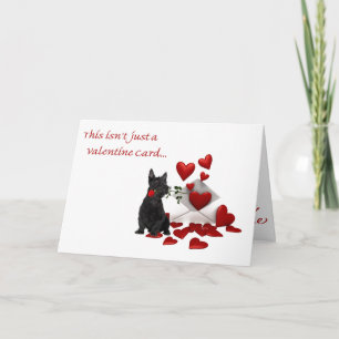 Scottish Terrier Rose and Hearts Valentine Holiday Card