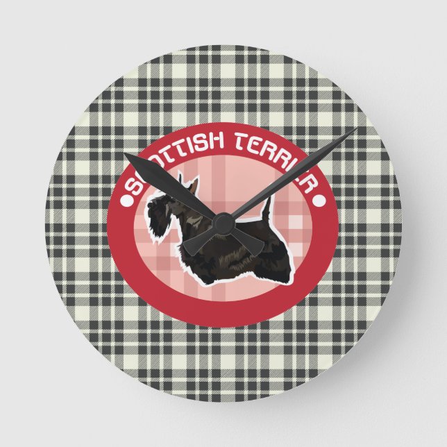 Scottish terrier round clock (Front)