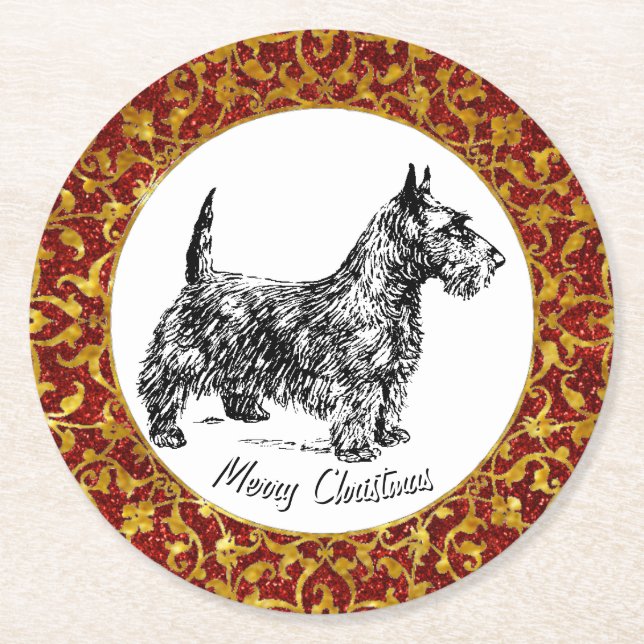 Scottish Terrier Round Paper Coaster (Front)