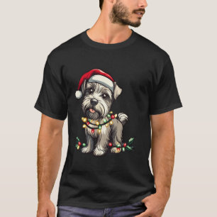 Scottish Terrier Santa Christmas Tree Lights Xmas T-Shirt