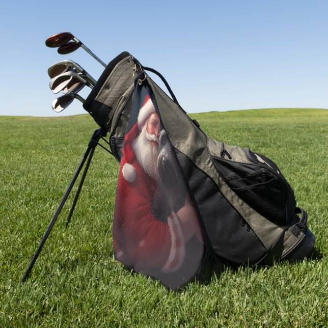 Scottish Terrier Santa Claus Festive Christmas Golf Towel (Green)