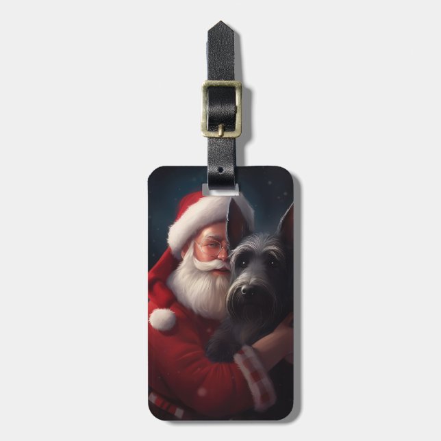 Scottish Terrier Santa Claus Festive Christmas Luggage Tag (Front Vertical)