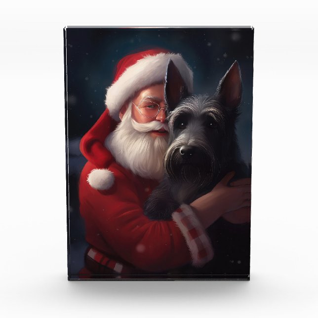 Scottish Terrier Santa Claus Festive Christmas Photo Block (Front)