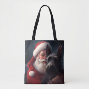 Scottish Terrier Santa Claus Festive Christmas Tote Bag