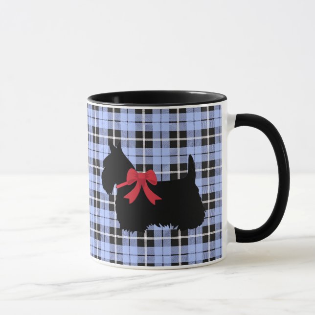Scottish Terrier, Scotland dog, Baby blue plaid Mug (Right)