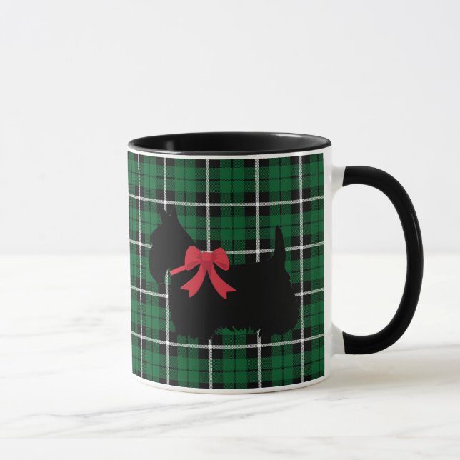 Scottish Terrier, Scotland dog, Kelly green plaid Mug (Right)