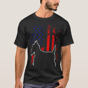 Scottish Terrier Scottie American Flag 4th Of July T-Shirt