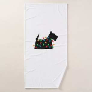 Scottish Terrier Scottie Dog Christmas Lights Gift Bath Towel
