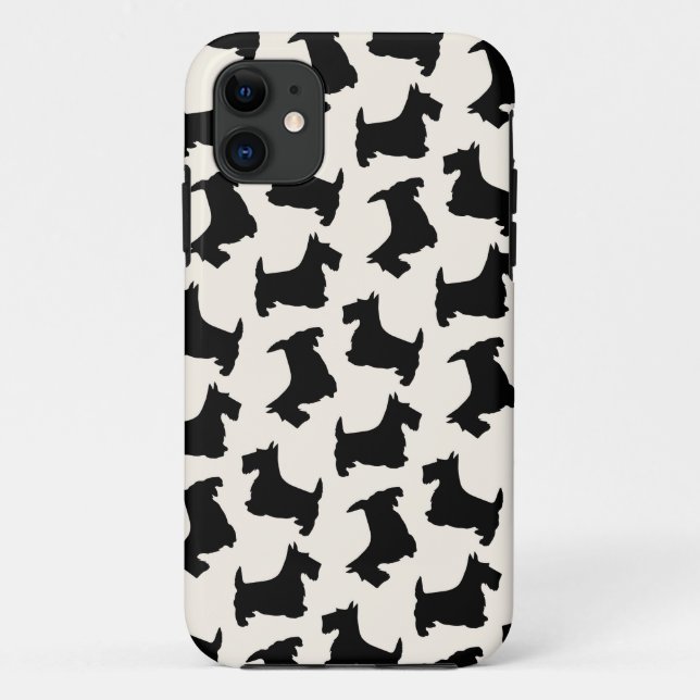 Scottish Terrier Scottie Dog Pattern Black Case-Mate iPhone Case (Back)