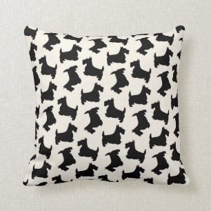 Scottish Terrier Scottie Dog Pattern Black Cushion