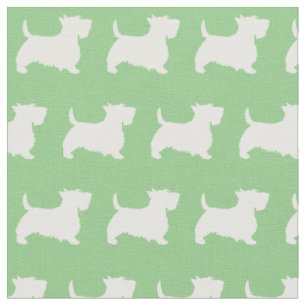 Scottish Terrier Scottie Dog Pet Scotty Sage Green Fabric