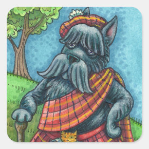 SCOTTISH TERRIER, SCOTTIE DOG PRIDE Kilt Sporran Square Sticker